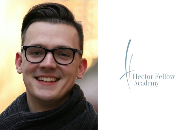 Portrait picture of Alexey Chervonnyy next to the logo of the Hector Fellow Academy